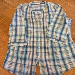 Blue plaid summer weight button down